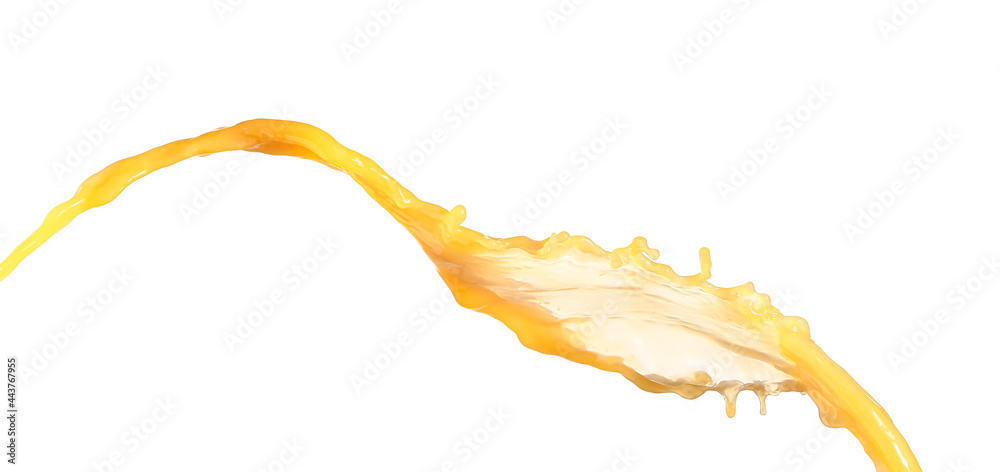 Splash of fresh orange juice on white background