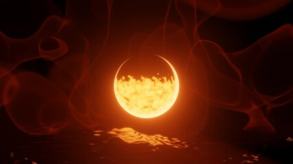 Wall Mural - 4k video animation of the burning planet and fiery foggy atmosphere, motion graphics.