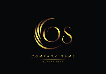 alphabet letters OS monogram logo, gold color elegant classical