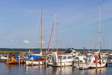 Canvas Print - Båtar i en marina i på sommaren