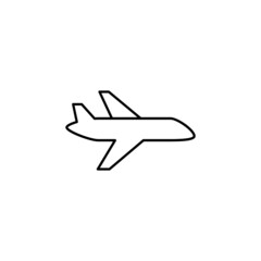 Poster - Aircraft, airplane icon in flat black line style, isolated on white background 