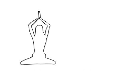 Wall Mural - Woman practising yoga, self drawing outline animation.