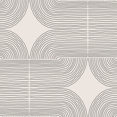 Wall Mural - Trendy minimalist seamless pattern with abstract creative hand drawn composition