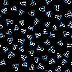 Poster - Line Binder clip icon isolated seamless pattern on black background. Paper clip. Vector