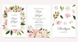 set of watercolor flower wedding invitation