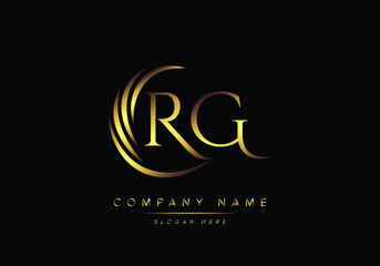 alphabet letters RG monogram logo, gold color elegant classical