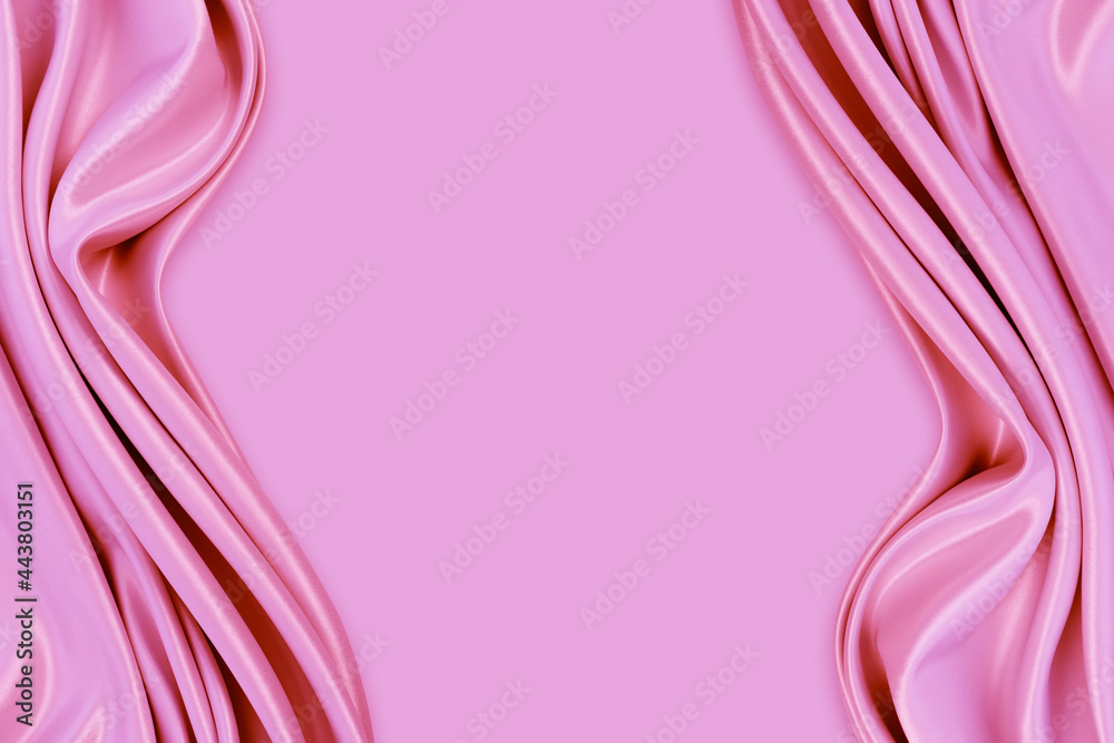 Beautiful elegant wavy pink satin silk luxury cloth fabric texture with ...