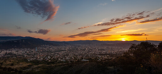 Wall Mural - Beautiful view of Tbilisi at sunset, capital of Georgia