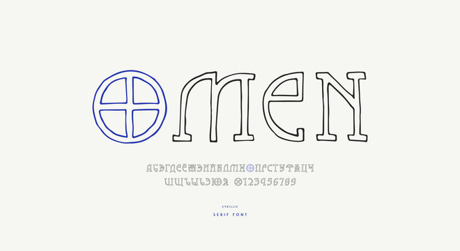 Hollow slab serif font in the style of hand drawn graphic