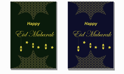 Eid mubarak flyer two color design template