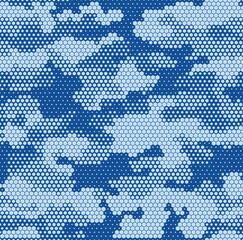 Canvas Print - Seamless camouflage pattern. Military texture from hexagonal elements. Abstract camo. Print on fabric. Vector