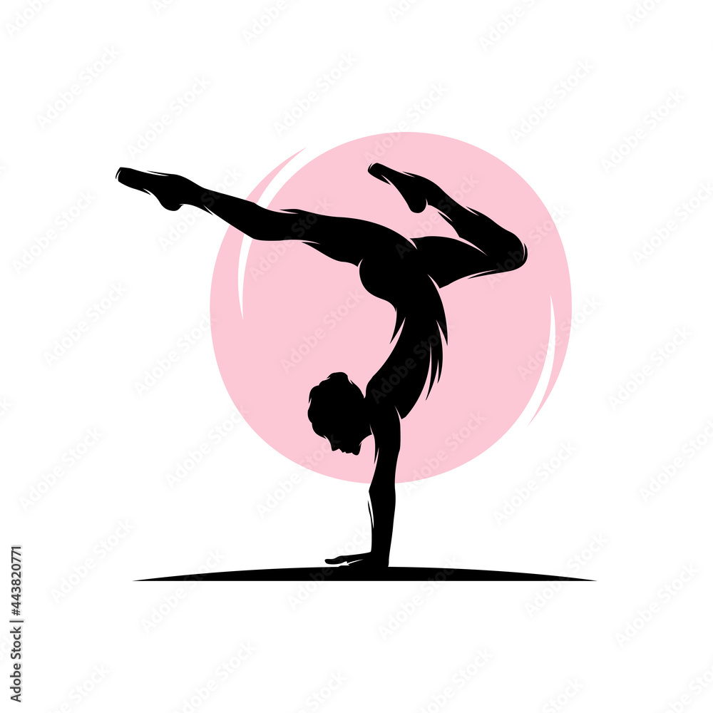 Fitness Gymnastic Logo Silhouette Sportswoman Vector Stock Vector | Adobe  Stock, image size:1000x1000