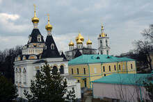 Kremlin In Dmitrov City, Moscow Region, Russia. Ancient Landmark. Assumption Church.