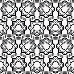 Poster - Interesting quadrifolia wallpaper. Vector black shapes sample. Repeated and seamless quadrifolia ornaments.