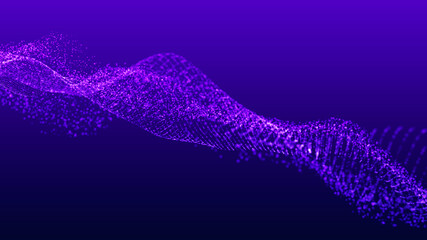 Leinwandbilder - Abstract digital background. Futuristic wave of dots and weave lines. Digital technology. 3d rendering.