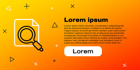Poster - Line Search concept with folder icon isolated on yellow background. Magnifying glass and document. Data and information sign. Colorful outline concept. Vector