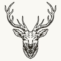 Sticker - Deer head with elegant horns template