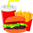 Hamburger with french fries and cola drink