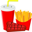 sausage snack with french fries and cola drink