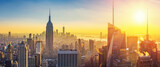 Fototapeta Nowy Jork - Aerial view of New York City Manhattan at sunset