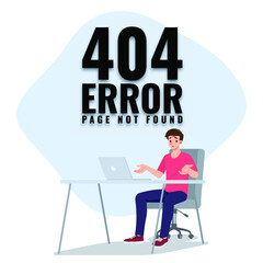 Fototapete - A man feel boring with his laptop cause that keep showing an error and cannot be use. The concept of 404 error, useless computer by a disconnected from the internet.