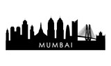 Fototapeta Las - Mumbai skyline silhouette. Black Mumbai city design isolated on white background.