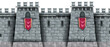 Stone castle wall seamless background, medieval city brick fortification tower, standard, loophole. Rock ancient building, fantasy game illustration, architecture exterior view. Solid castle wall