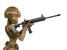Soldier Girl Cartoon Girl Is Holding A Rifle