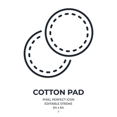 Wall Mural - cotton pad editable stroke outline icon isolated on white background flat vector illustration. pixel