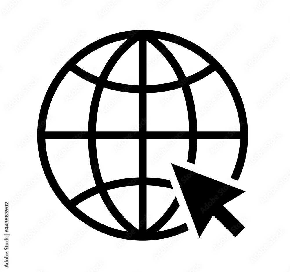 Go to web icon symbol. Internet icon.  Website icon set. Globe icon.  Isolated vector. Vector - obrazy, fototapety, plakaty 