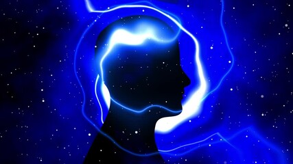 Wall Mural - Animated illustration of human brain activity with light effect