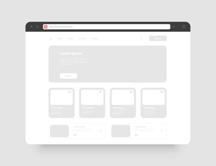 Poster - web browser concept for your website presentation. wireframes screens. web window screen mockup.