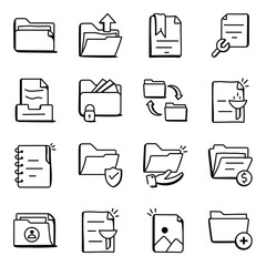 Canvas Print - Set of File Folders in Doodle Icons

