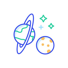 Planets Vector Outline Style Icon. EPS 10 FIle