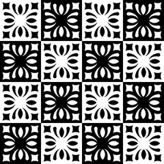 Poster - Checker ornament tile. Vector simple ornament in black and white tiles.