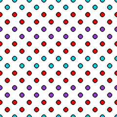 Poster - Polka dots colorful rhombs. Vector red and purple dots on white background.