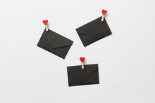 Black Envelopes With Red Hearts