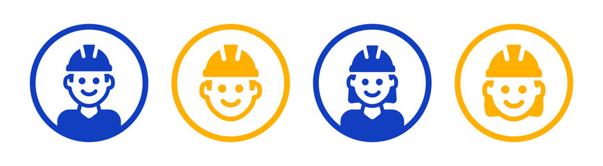 Aufkleber - Construction worker, employee, engineer, labour avatar icon vector illustration.