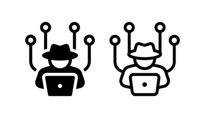Aufkleber - Hacker criminal security internet icon. Cybercrime symbol isolated on white background.