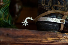 Close Up Of Cowboy Boots With Spurs 