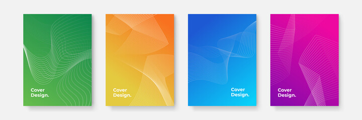 Wall Mural - Set of dynamic orange yellow white background gradient, abstract creative scratch digital background, modern landing page concept vector, with line and circle shape. Set of A4 cover business design