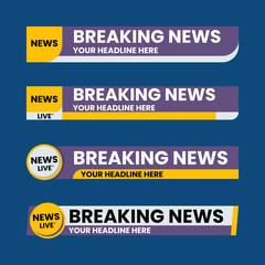 Set of lower third vector template for news, broadcasting, and social media network