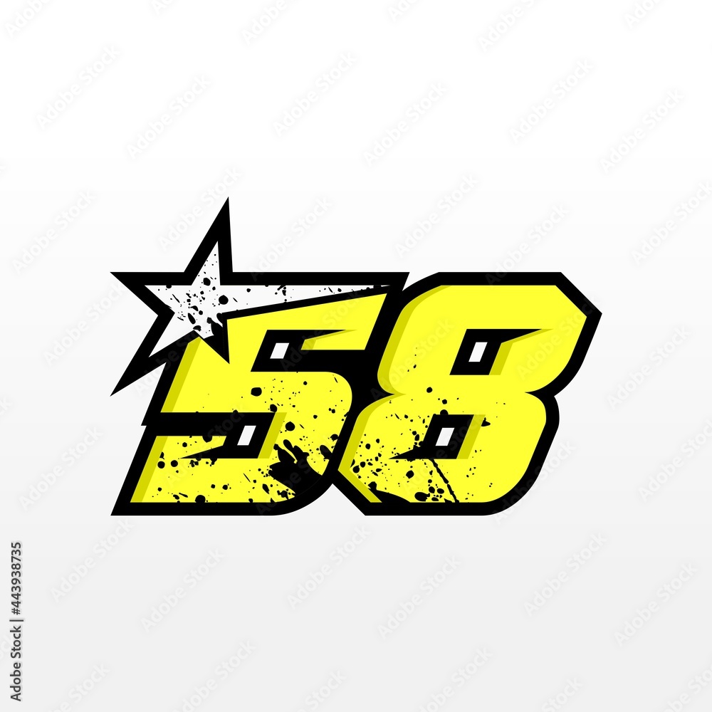 58 Racing Number Simple Star Racing Number 58 Stock Vector | Adobe Stock