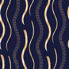 Wall Mural - Vector dark blue golden confetti seamless pattern
