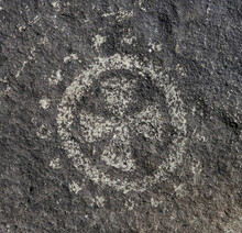 Geometric, Ancient Native American Jornada Mogollon Petroglyphs At Three Rivers Petroglyph Site Near Tularosa, New Mexico