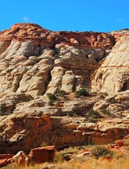 Wall Mural -  looking up at Cassidy arch  on a sunny fall day in capitol wash in Capitol Reef national park, utah