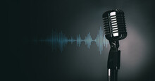 Retro Microphone On Dark Background