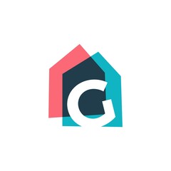 Wall Mural - letter g house home overlapping color logo vector icon illustration