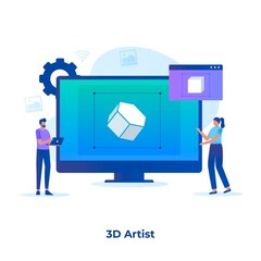 Canvas Print - flat illustration of 3d artist concept. illustration for websites, landing pages, mobile application