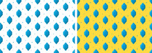 Vector Seamless Pattern Made Of Blue Crystals On White And Yellow Background